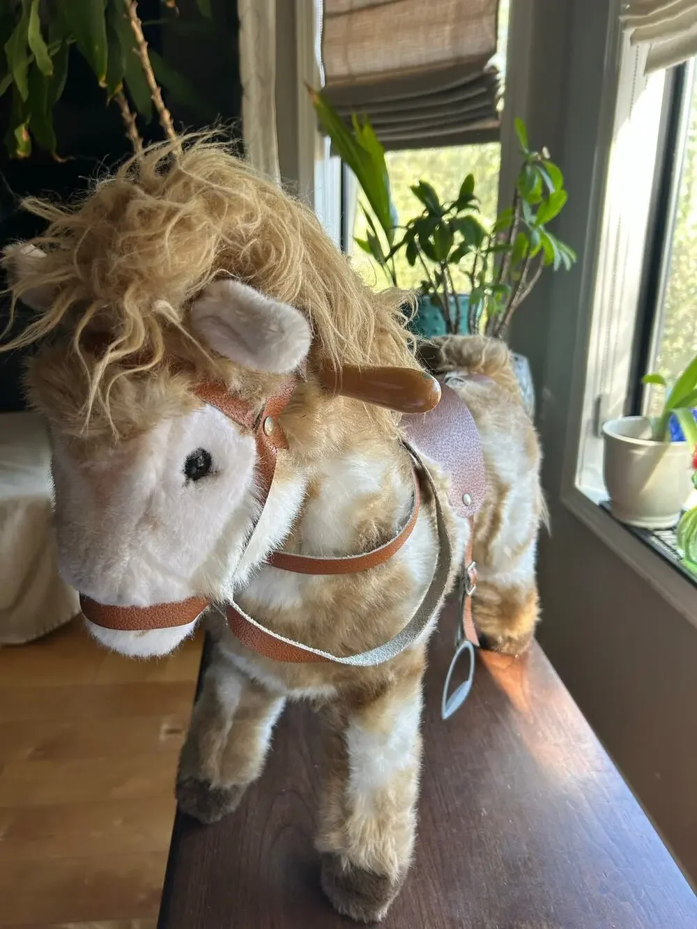 24” long vintage Trudi Giocattoli plush ride-on horse pony toy